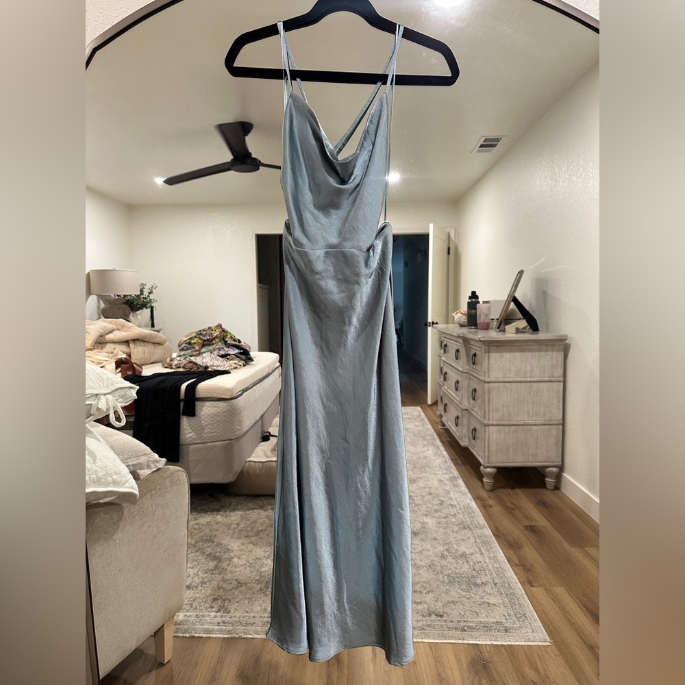 Lush Shimmering Blue Cowl Neck Dress